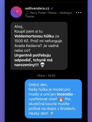 Co bys na tohle napsal(a)? 🤣 Když zákazník chce Avada Kedavru na tchyni... ale má jen Mudlovskou verzi! 👀 Pošlete vaše...